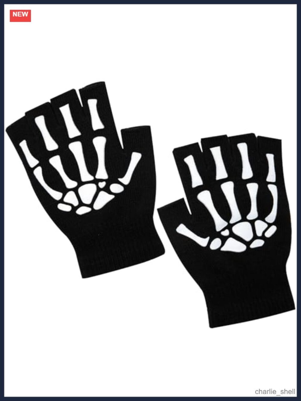 Glow in the Dark Skeleton Fingerless Gloves Touchscreen Cotton-Acrylic Halloween